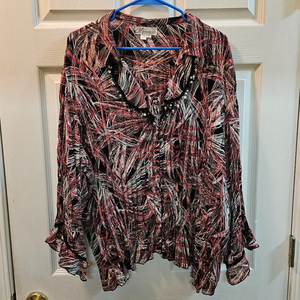 Women's Red/Pink/Black/White Top  - Plus Size 3X